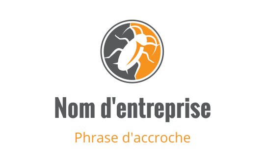 Logo audacieux avec un insecte stylisé en noir et orange