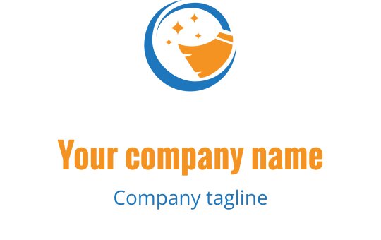 Design de logo moderne avec un croissant de lune et des étoiles en bleu et orange