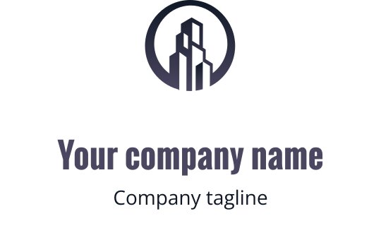 Design de logo moderne avec des bâtiments abstraits dans une forme circulaire