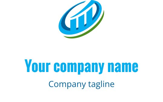 Logo moderne bleu et vert avec des formes courbes abstraites et des barres