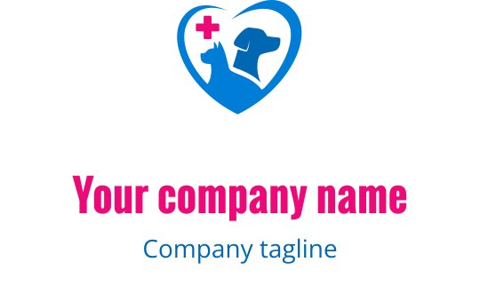 Logo en forme de cœur avec un chien et une croix médicale