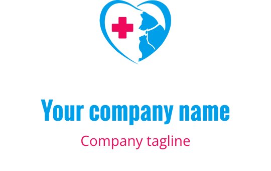 Logo en forme de cœur avec un chat et une croix médicale