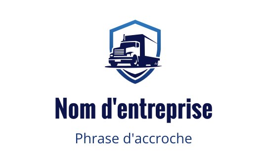 Logo de camion audacieux dans un contour de bouclier bleu