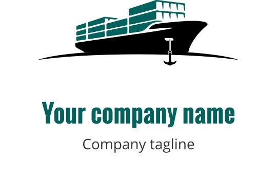 Logo en teal avec une silhouette de navire stylisée