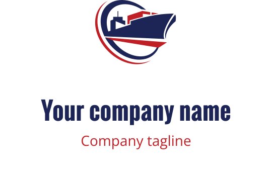 Logo design audacieux en rouge et bleu marine avec une silhouette de navire stylisée