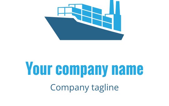 Logo design en bleu et vert d'eau avec une silhouette de navire stylisée