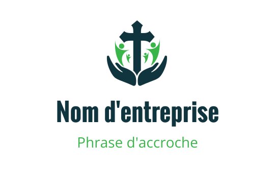 Design de logo moderne avec une croix et des mains, accents verts