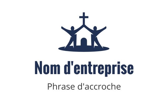 Logo design axé sur la communauté avec une église et deux figures levant les bras