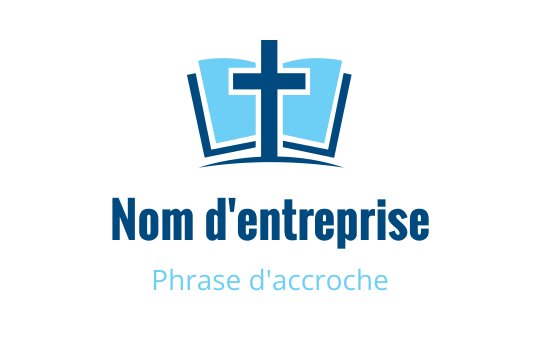 Design de logo moderne avec une croix au-dessus d'un livre ouvert en tons de bleu