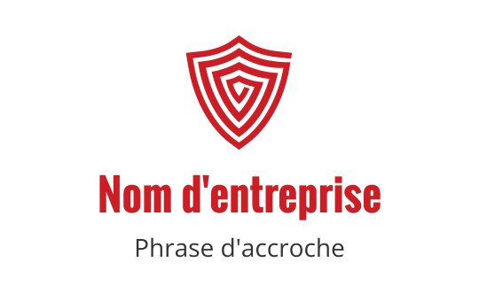 Logo design de bouclier rouge audacieux avec des lignes concentriques et une typographie moderne