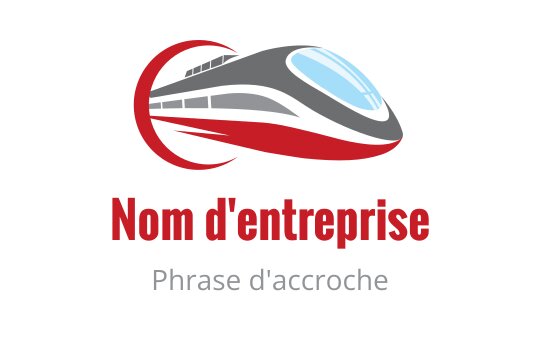 Design de logo de train élégant en rouge et gris avec une courbe dynamique
