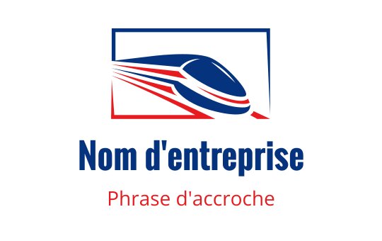 Logo design de train bleu et rouge avec des lignes de mouvement dynamiques