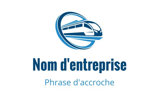 Logo de train moderne bleu avec un élément de mouvement circulaire