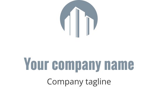 Logo en teal avec une silhouette stylisée d'un bâtiment moderne