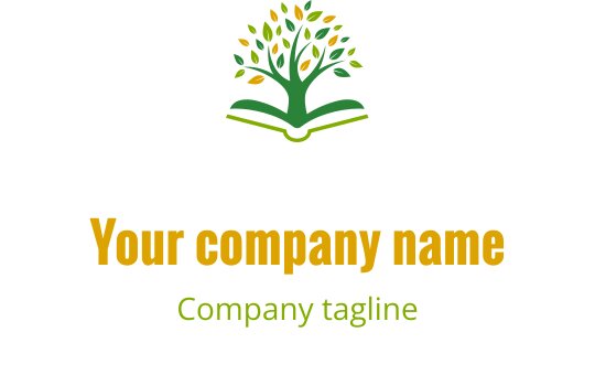 Design de logo élégant avec un bouclier doré et vert et un motif de livre
