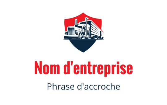 Logo de bouclier audacieux avec la silhouette d'un camion en bleu marine et rouge