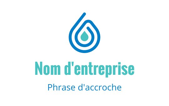 Logo design moderne en forme de goutte bleue avec des éléments circulaires superposés