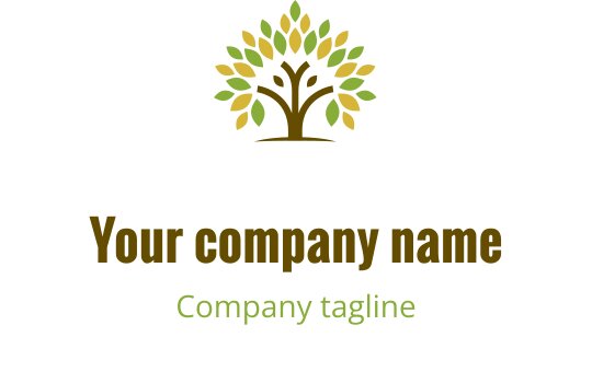 Logo d'arbre moderne avec des feuilles vertes et un tronc marron