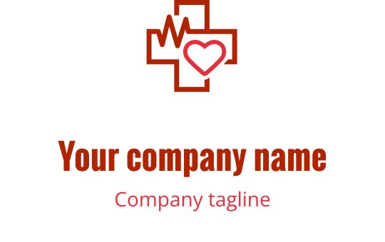 Design de logo élégant avec un cœur rouge et un élément croix marron