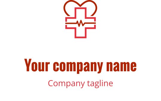 Design de logo élégant avec un cœur rouge entrelacé à une croix brune