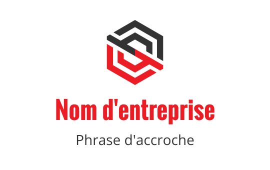 Logo moderne en géométrie avec des formes imbriquées en rouge et noir