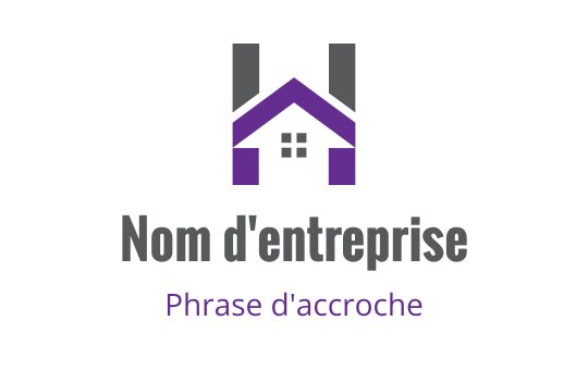 Logo de maison moderne avec des accents violets et une typographie audacieuse