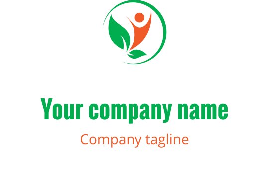 Logo dynamique avec des figures interconnectées en vert et corail