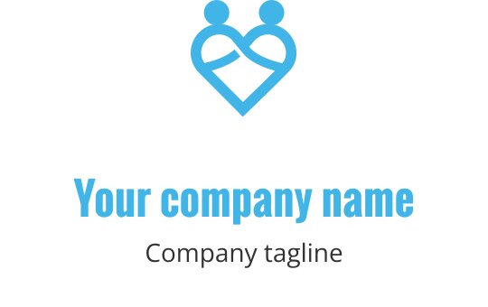 Design de logo moderne avec deux figures abstraites dans une forme de cœur