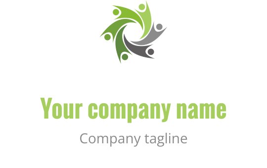 Conception de logo dynamique avec des figures entrelacées en vert et gris