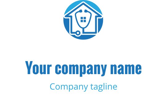 Logo design en bleu et turquoise avec une croix médicale stylisée