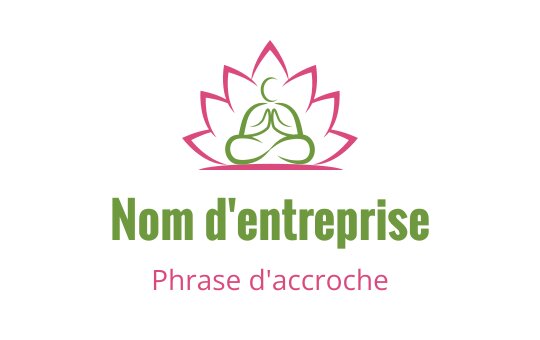 Logo design serein avec une figure en méditation et des pétales de lotus roses