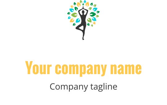 Design de logo élégant avec une figure entourée de feuilles colorées