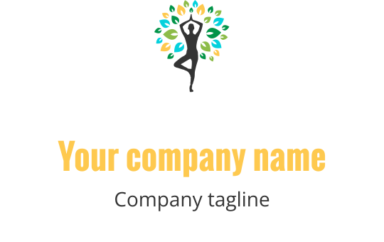 Design de logo élégant avec une figure entourée de feuilles colorées