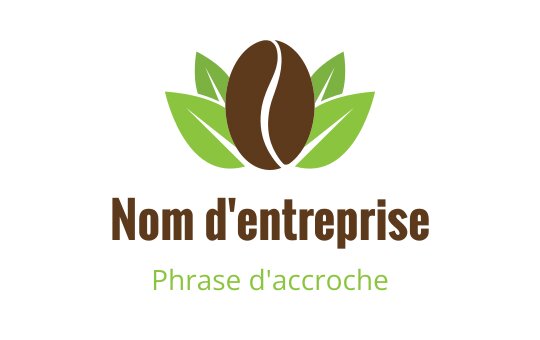 Design de logo moderne avec un grain de café entouré de feuilles vertes