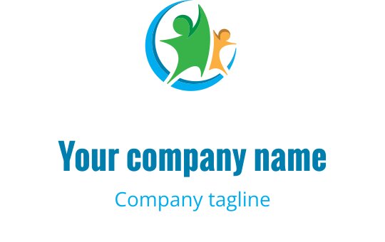 Design de logo coloré avec deux figures abstraites dans une forme circulaire