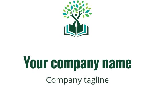 Design de logo moderne avec un arbre au-dessus d'un livre ouvert