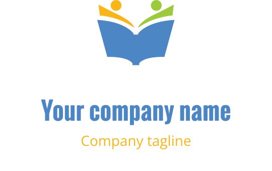 Logo coloré représentant un livre ouvert et deux figures abstraites