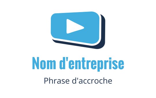 Logo moderne bleu avec un bouton de lecture dans un rectangle arrondi