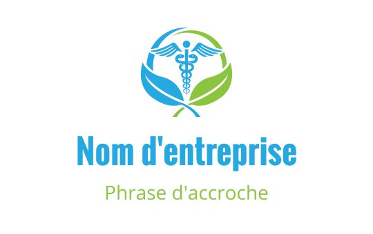 Design de logo moderne avec un caducée entouré de feuilles vertes