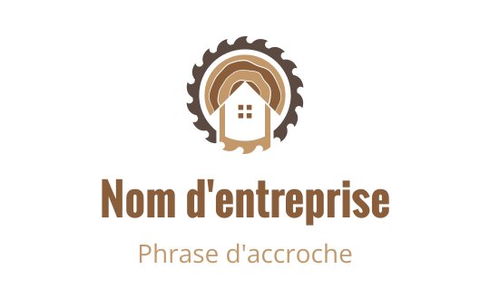 Logo design rustique avec une maison dans une lame de scie circulaire