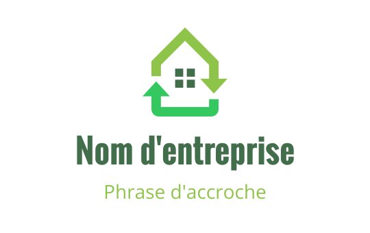 Logo de maison moderne verte avec des flèches et des fenêtres