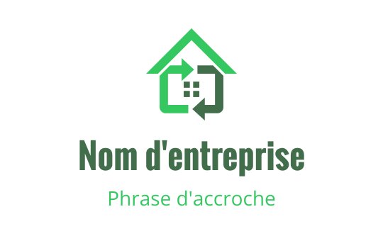 Logo de maison moderne vert avec des flèches et un motif en grille