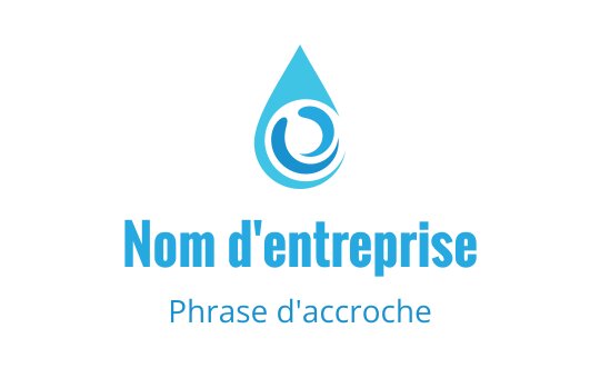 Logo design moderne en forme de goutte d'eau bleue avec des éléments tourbillonnants
