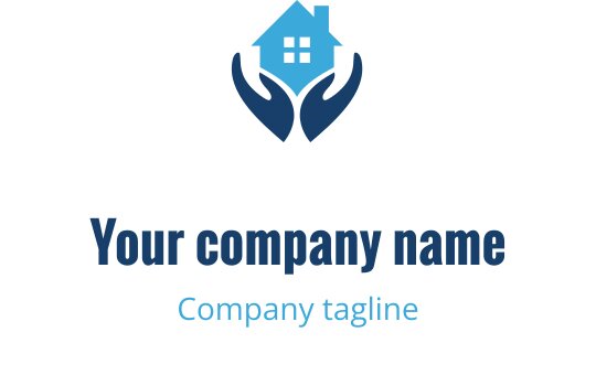 Design de logo moderne représentant une maison tenue par deux mains