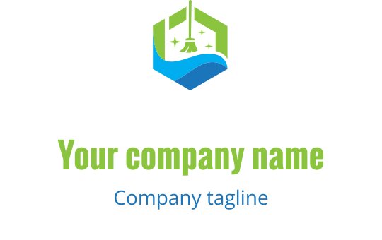 Design de logo hexagonal moderne avec des éléments de cloche et de vague