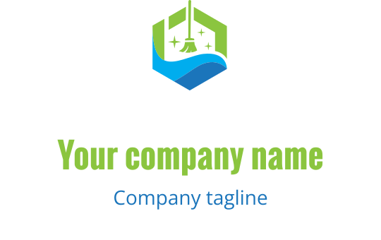 Design de logo hexagonal moderne avec des éléments de cloche et de vague