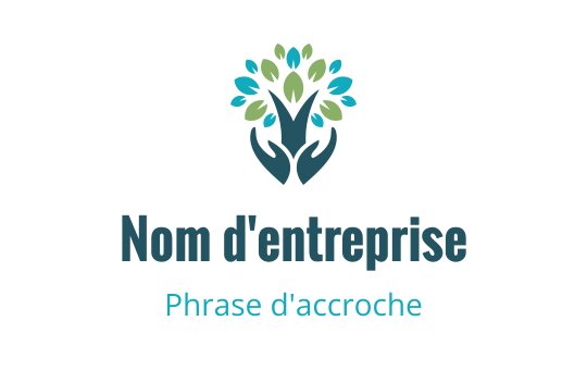 Design de logo moderne avec un arbre aux feuilles vertes et des mains