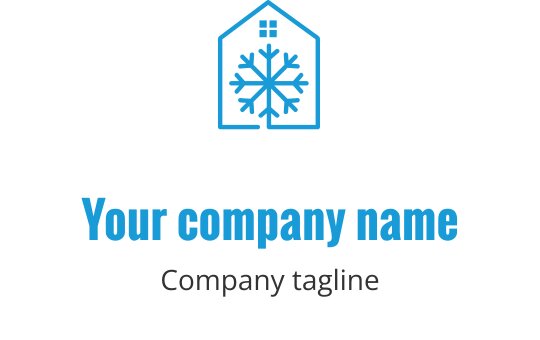 Logo moderne bleu avec une unité de climatisation stylisée