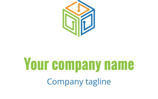 Design de logo moderne avec une forme d'ordinateur abstraite orange et bleu-vert