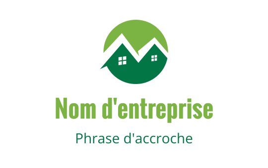 Logo moderne vert avec deux maisons stylisées et un fond circulaire